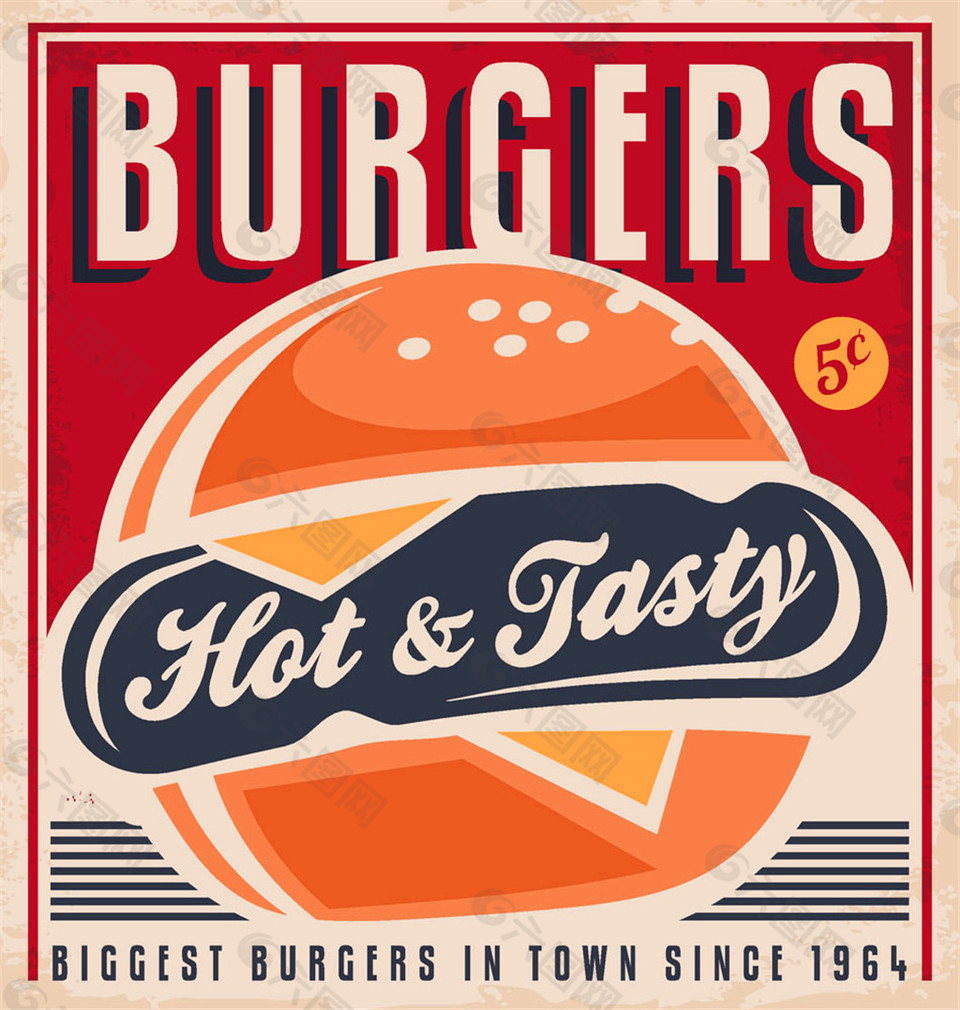 复古汉堡标签设计图片