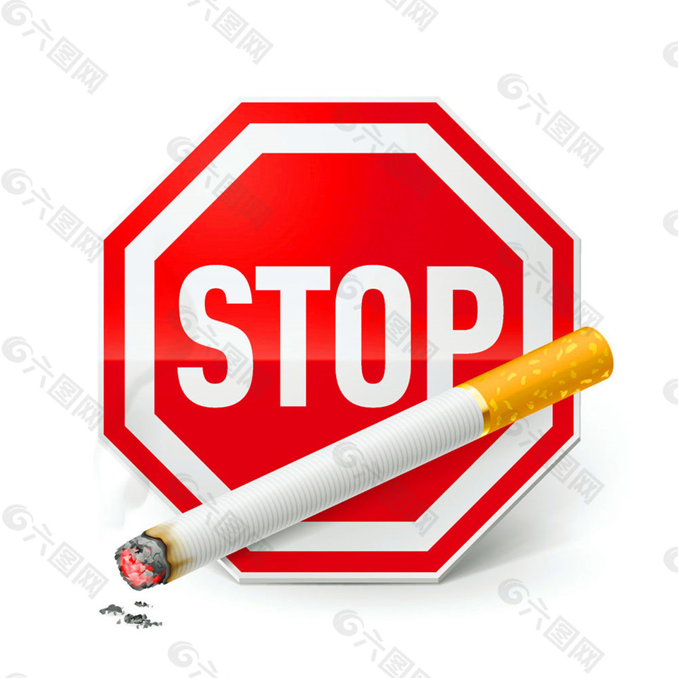 红色标贴与点燃的烟图片