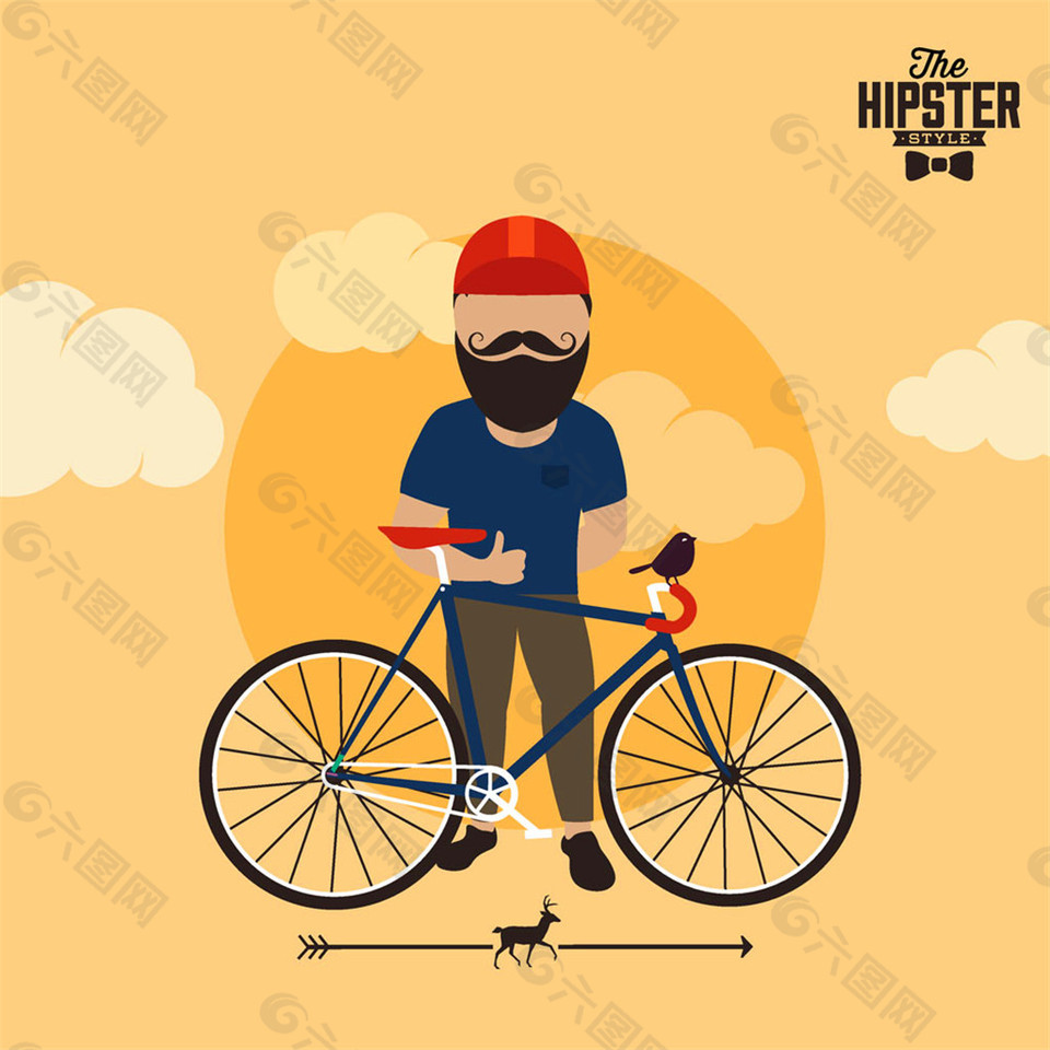 自行车与卡通男人图片
