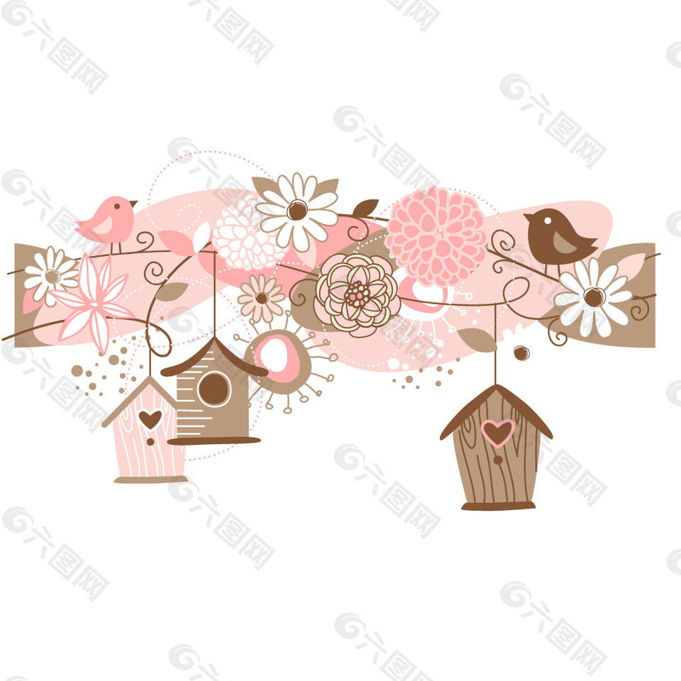 粉色花朵小房子