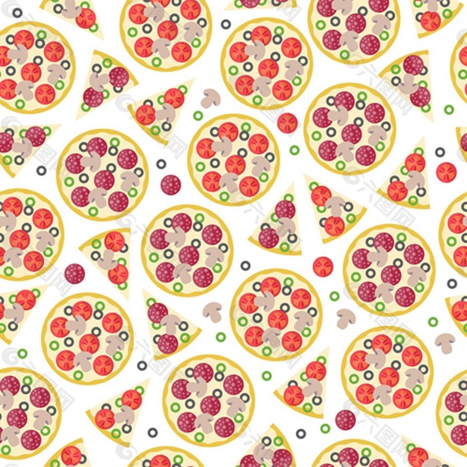 水果披萨无缝背景图