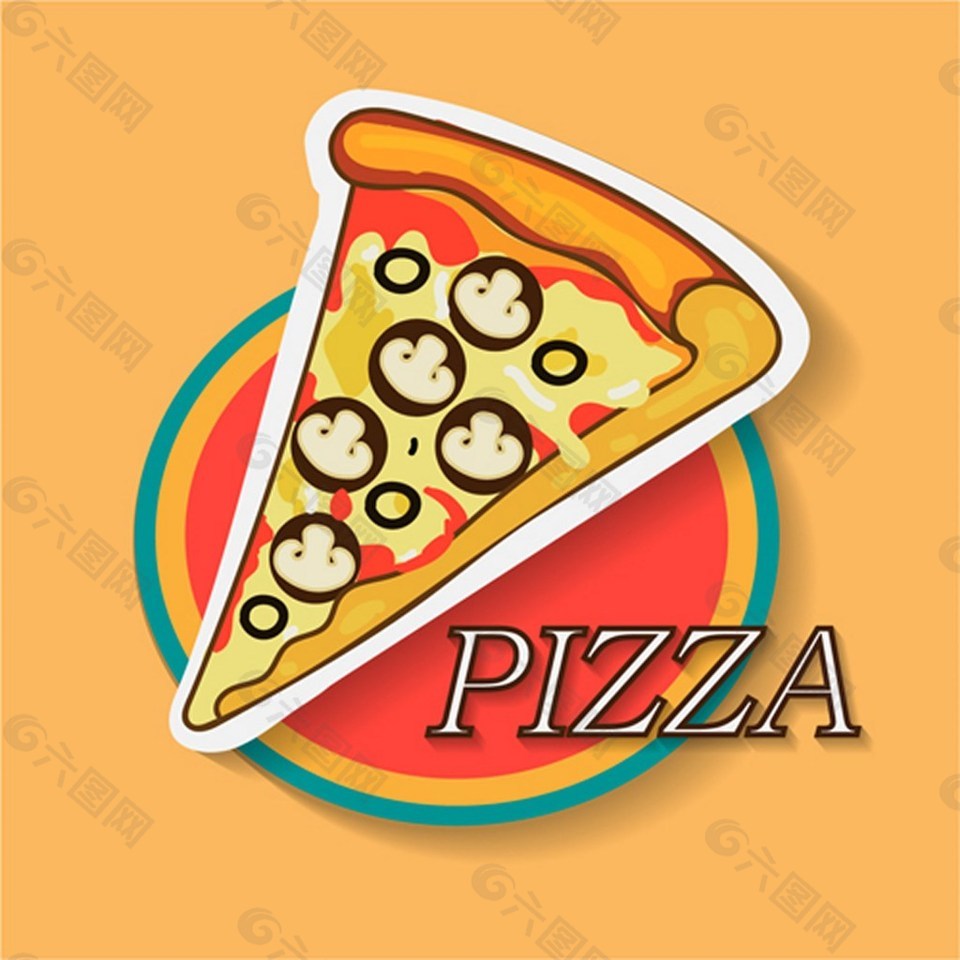 手画食物披萨背景图