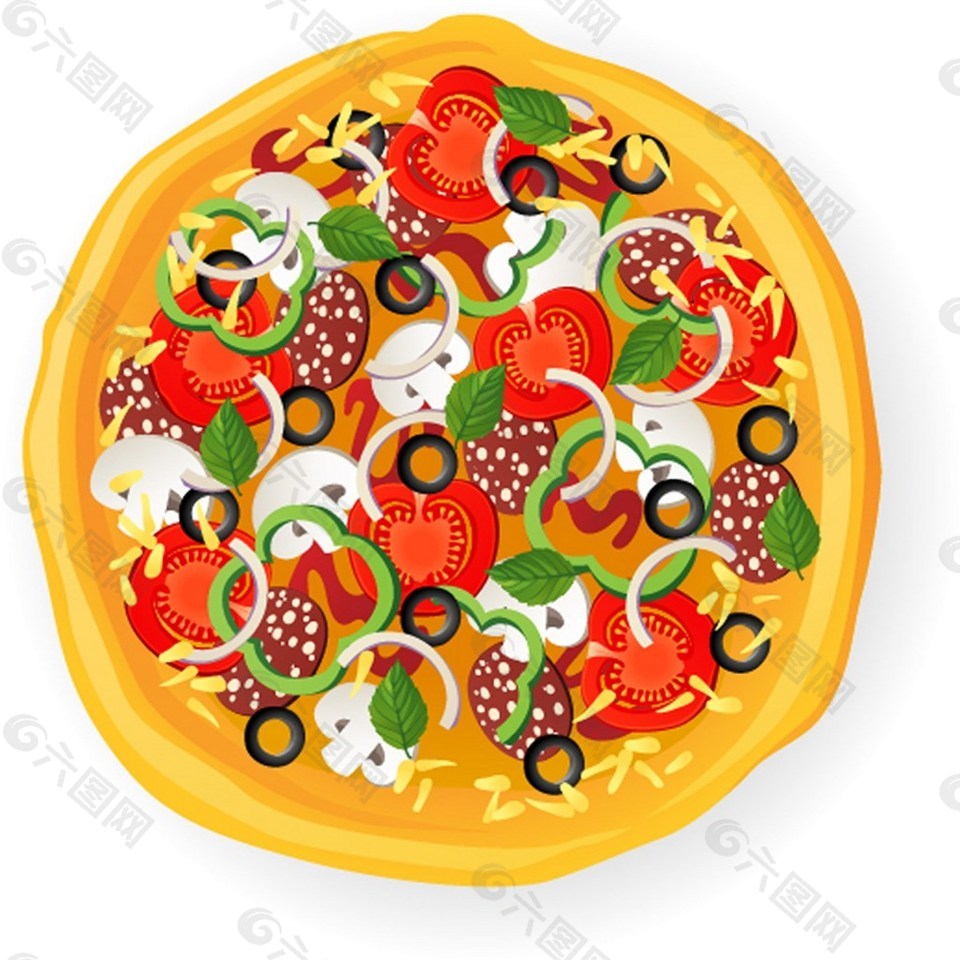 美味蔬菜披萨背景图