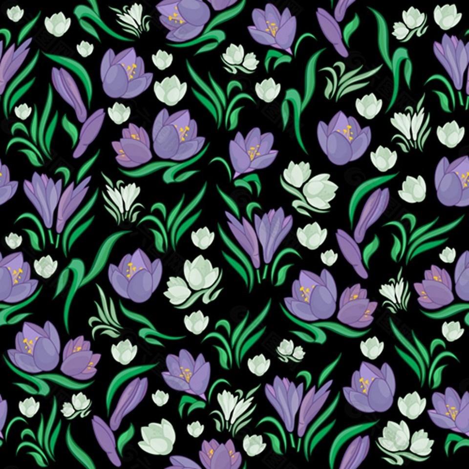 紫色无缝鲜花背景图