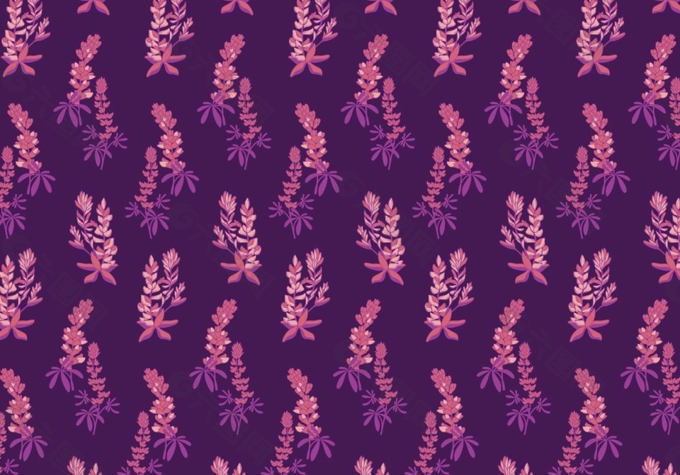 紫色浪漫唯美手绘花卉背景