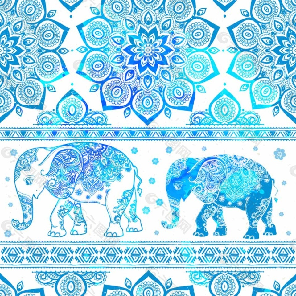 蓝色大象背景