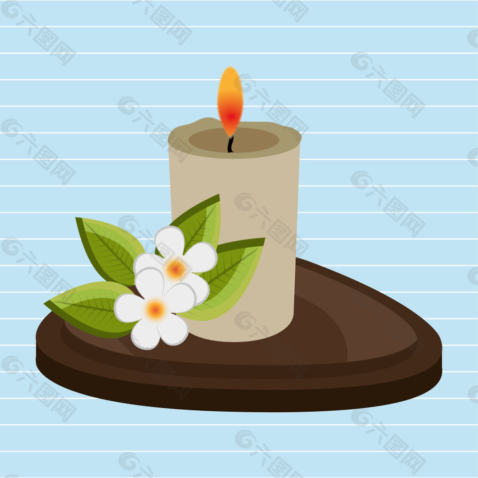 花朵和蜡烛插画