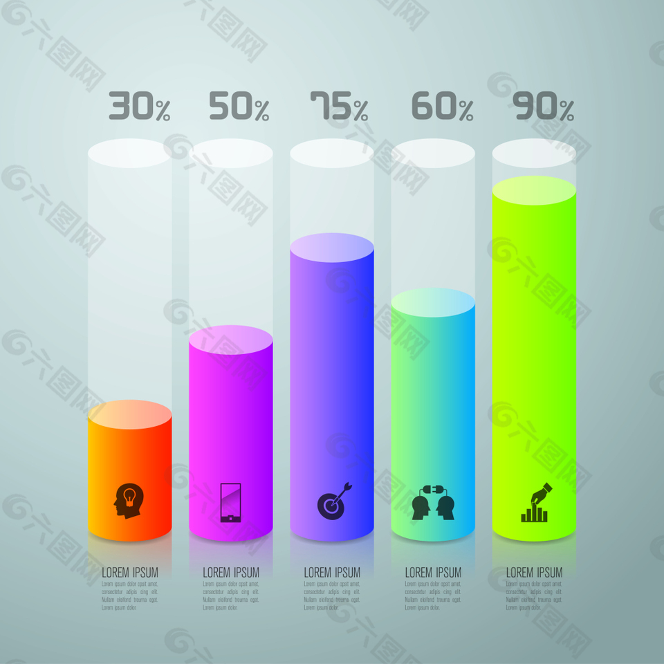 矢量3D圆形信息图表