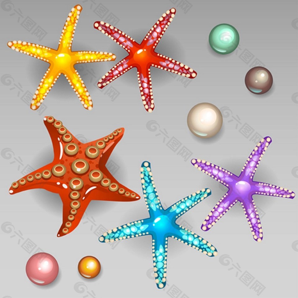 彩色海皇星与珍珠背景图