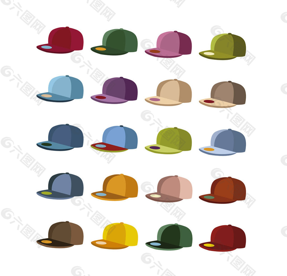 各种颜色帽子插图矢量素材