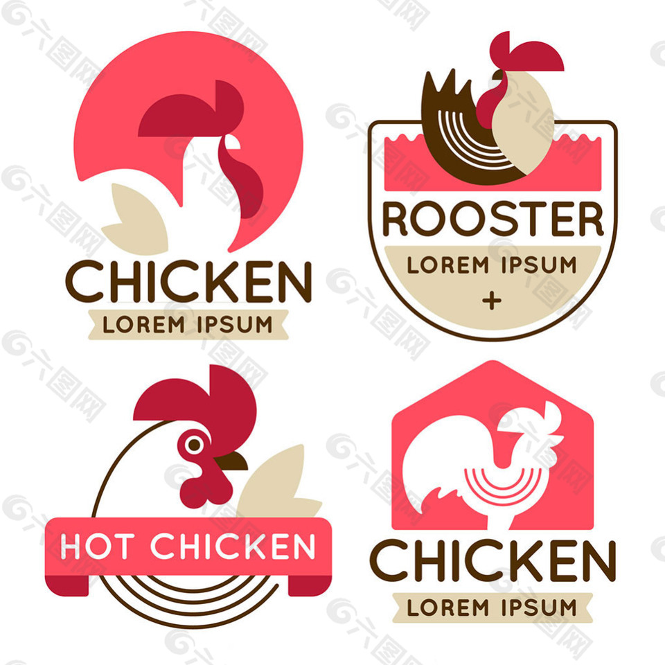 公鸡装饰图形标志logo矢量素材