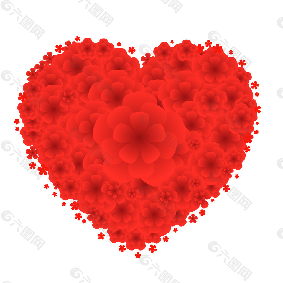 红色花朵心形元素