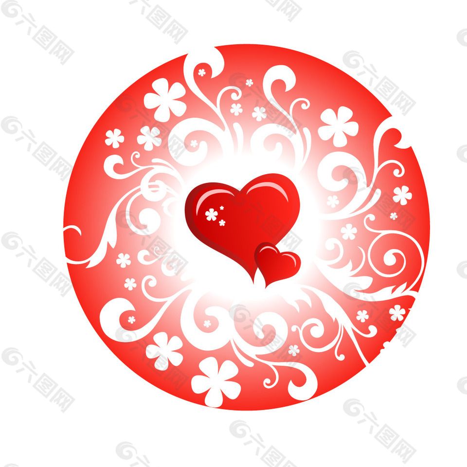 红色花纹标签元素