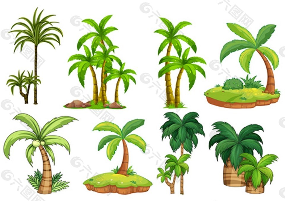 绿色椰子树矢量图