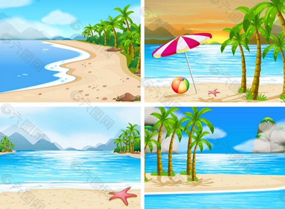 夏日暑假海滩背景图