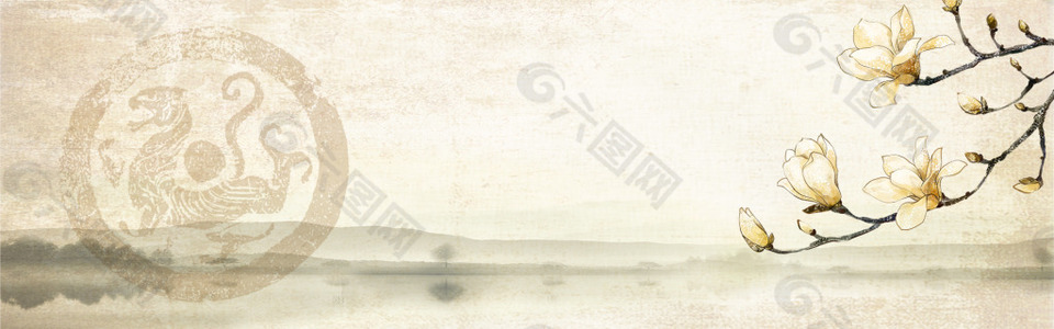 复古中国风手绘banner背景