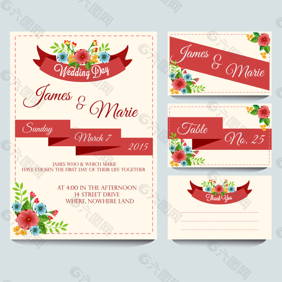 花朵装饰结婚邀请函图标矢量素材