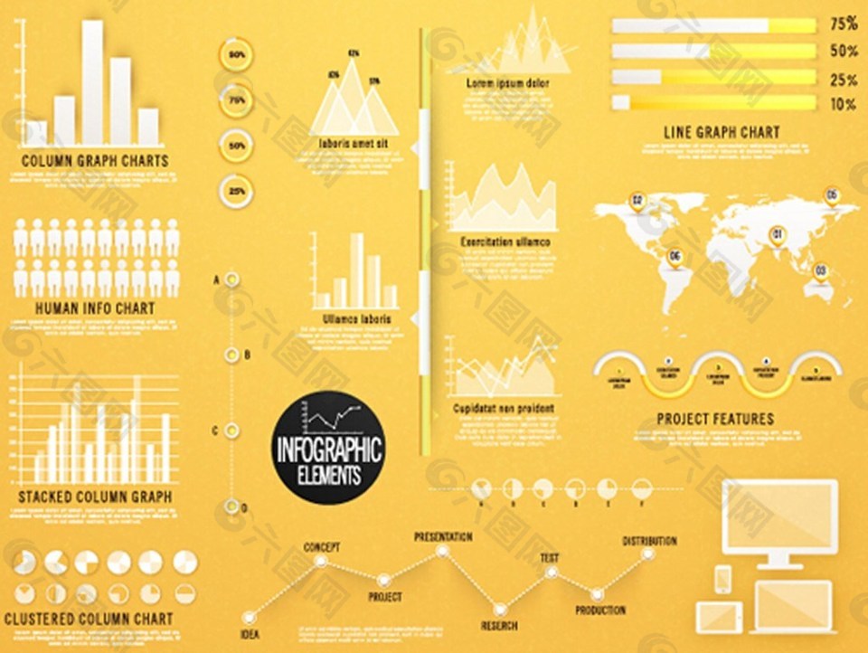 黄色商业信息图形背景图