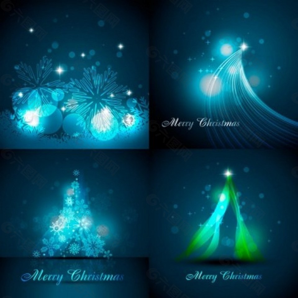 梦幻蓝色圣诞树背景图