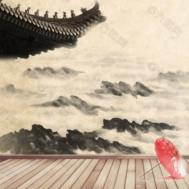 水墨中国淡雅主图背景