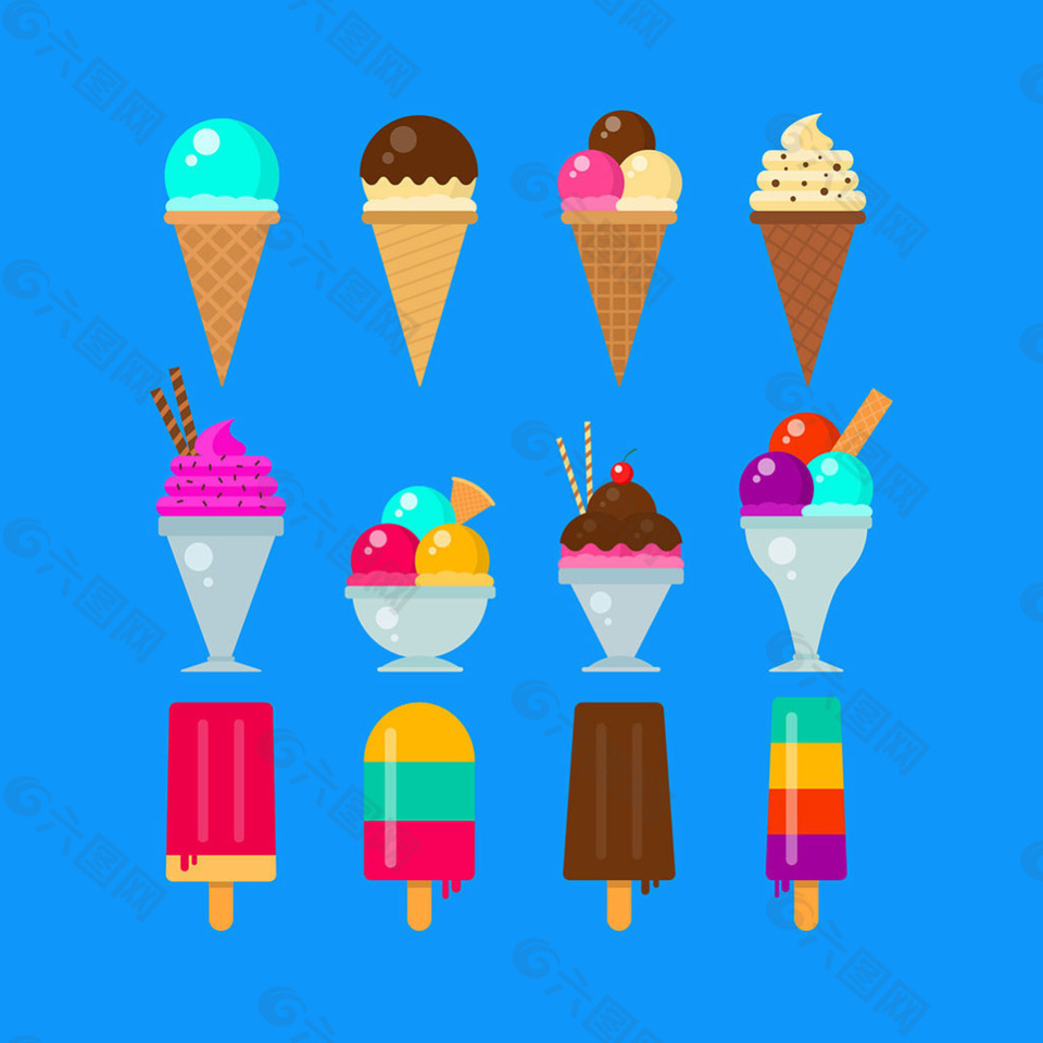 美味的夏季甜点冰淇淋雪糕插图