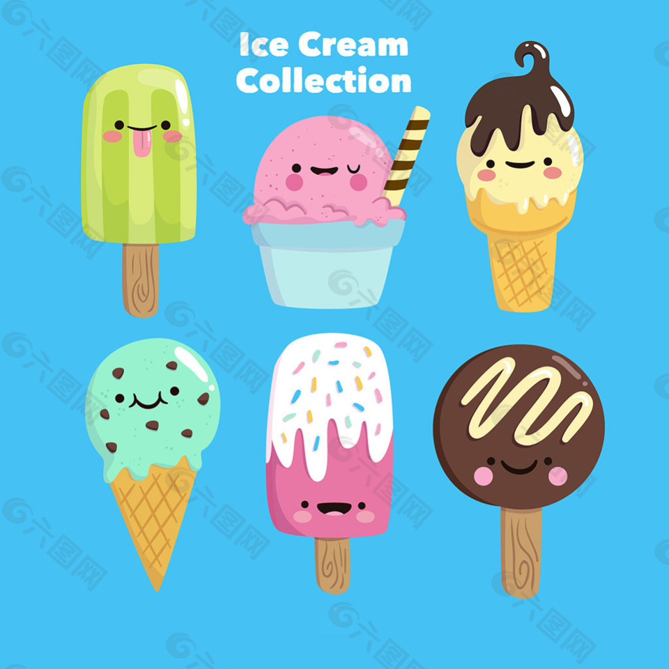 夏季冷饮冰淇淋卡通人物图标