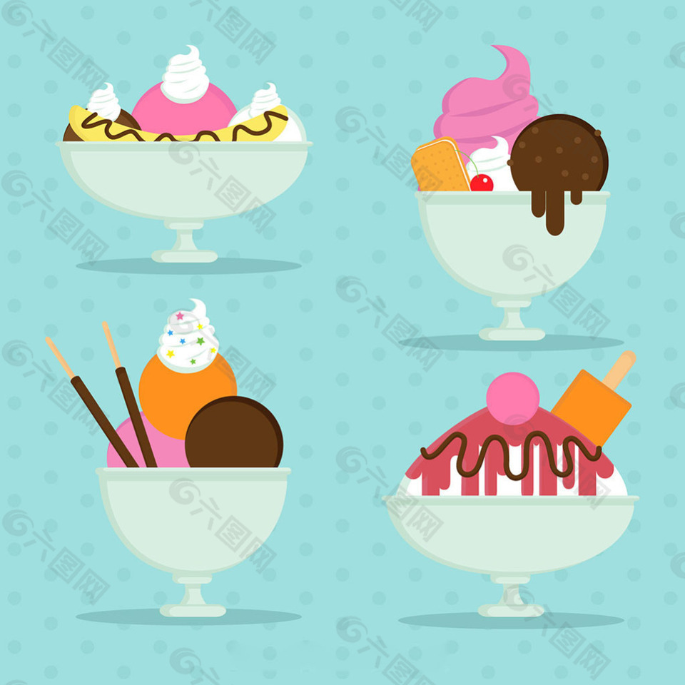 美味冰淇淋甜点插图矢量素材