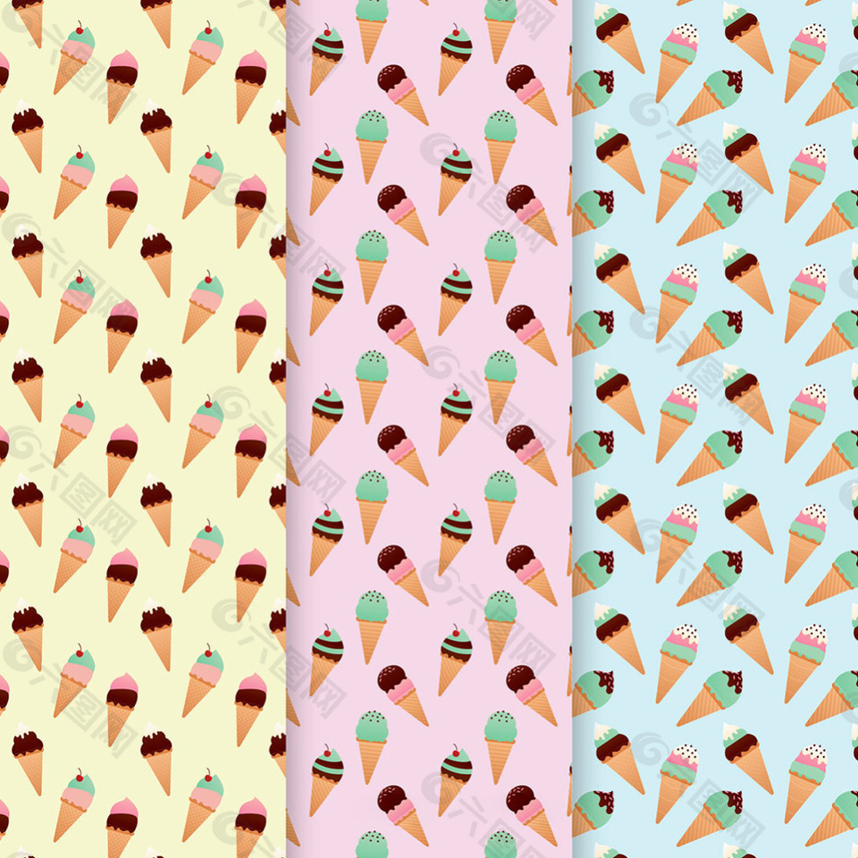 各种冰淇淋装饰图案平面设计素材
