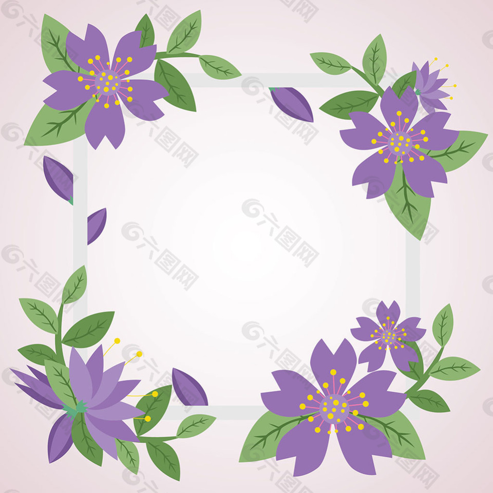 紫色花卉花边边框背景矢量素材