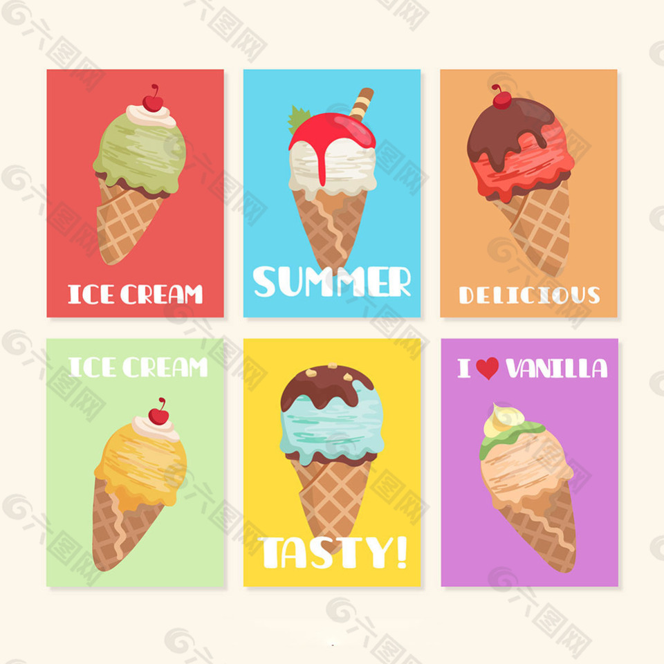 椎体冰淇淋插图矢量素材