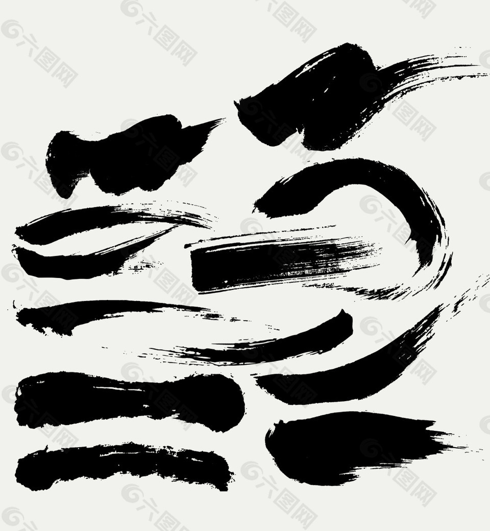 毛笔字笔触元素设计