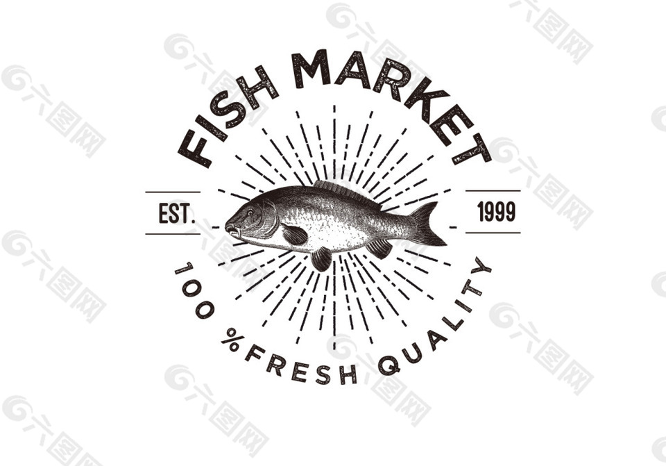 古典复古鱼市场标志