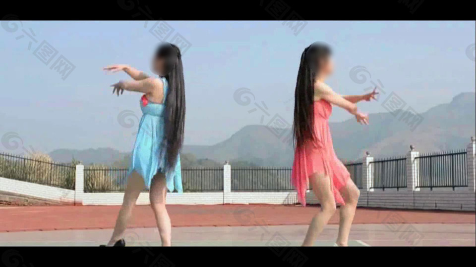 广场舞女孩跳舞人物视频素材