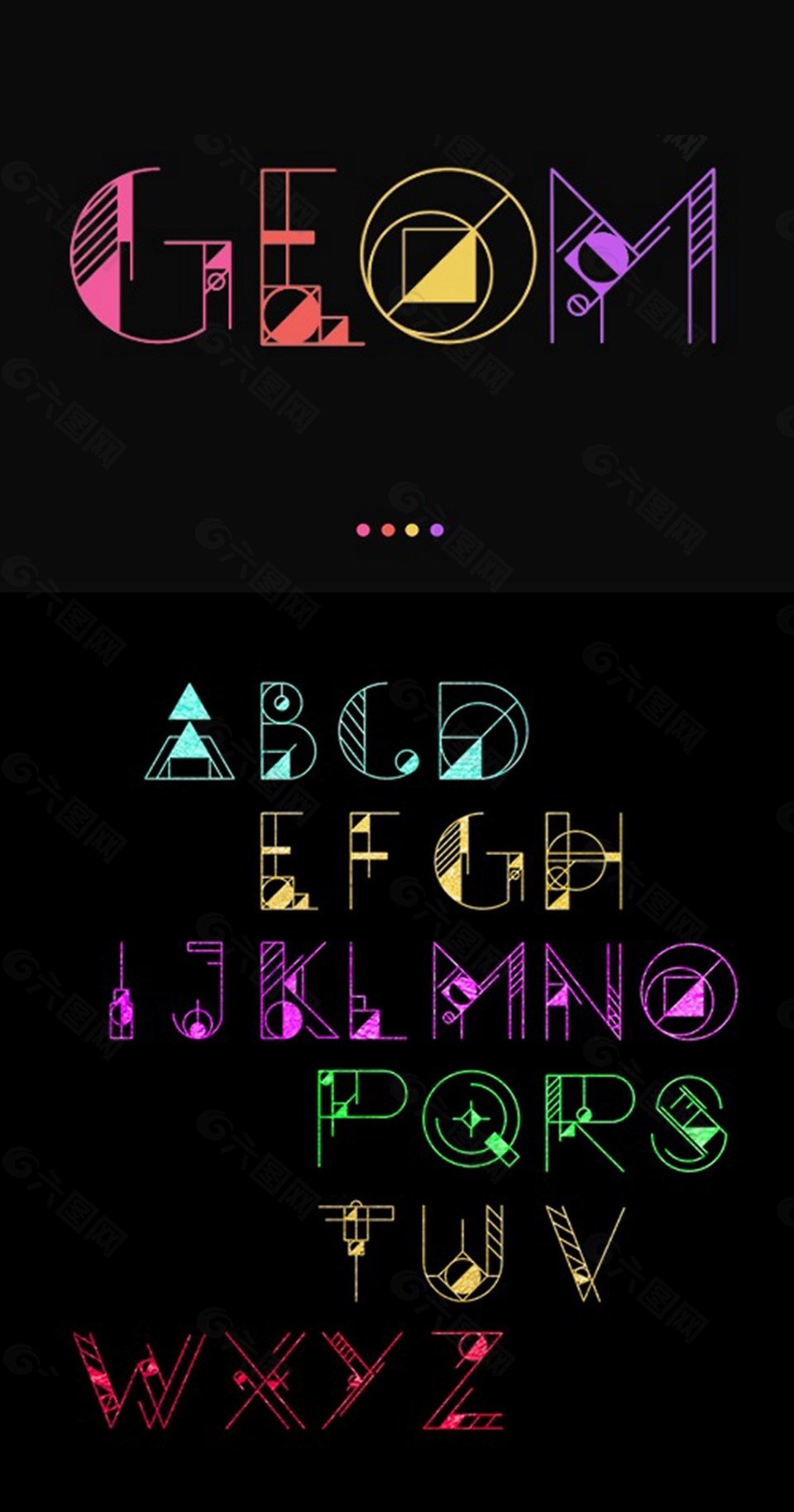 有趣的彩色字母字体矢量材料