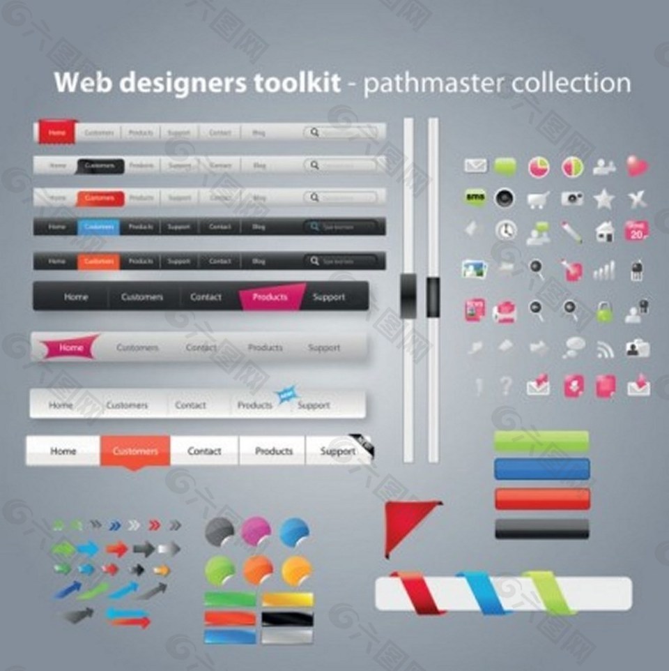 网页设计师工具包矢量材料