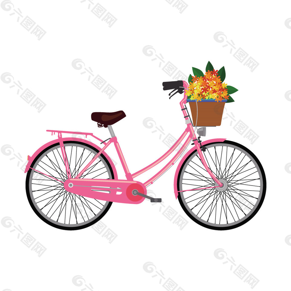 粉色单车元素
