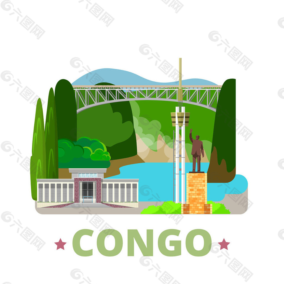 刚果建筑插画图片