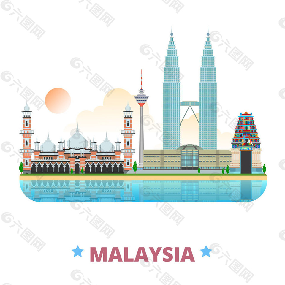 马来西亚建筑漫画图片