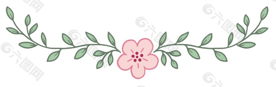 清新粉色花朵元素