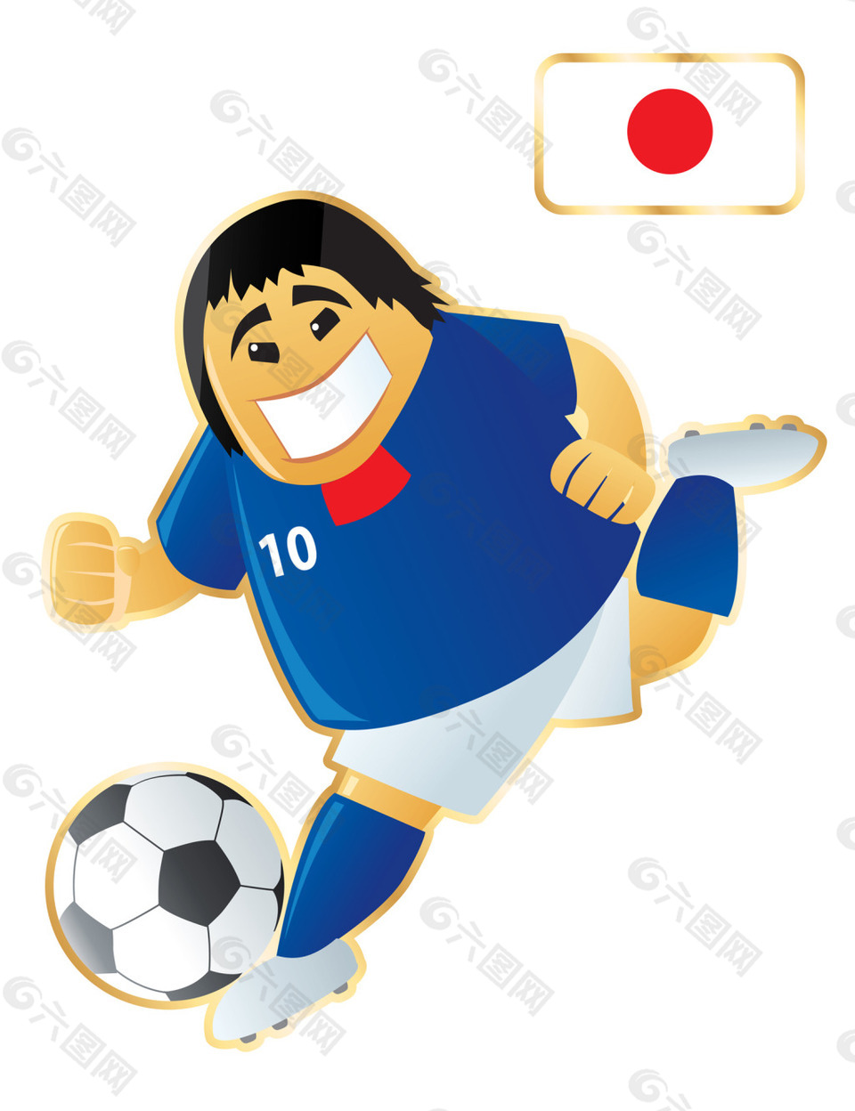 日本足球卡通人物形象矢量图