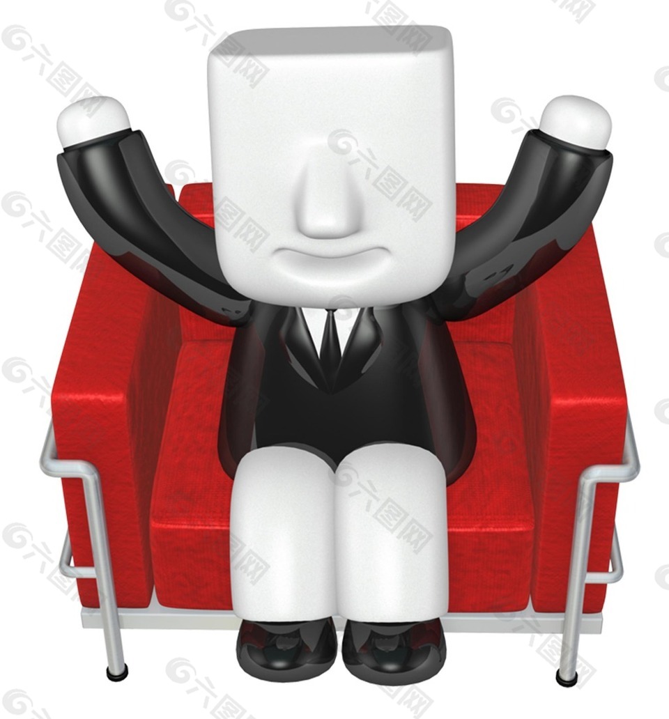 红色老板椅3D人物元素