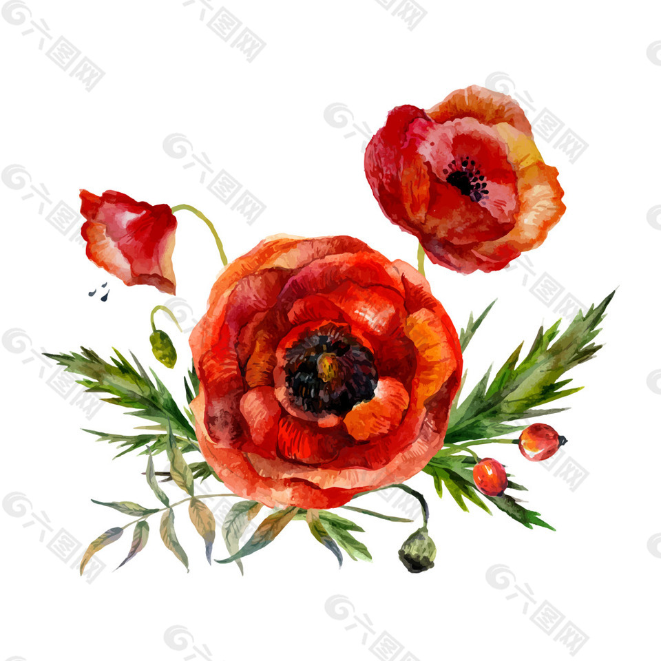 水彩樱花边框矢量素材