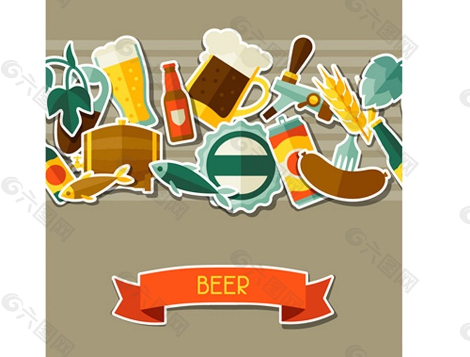 创意啤酒元素背景图