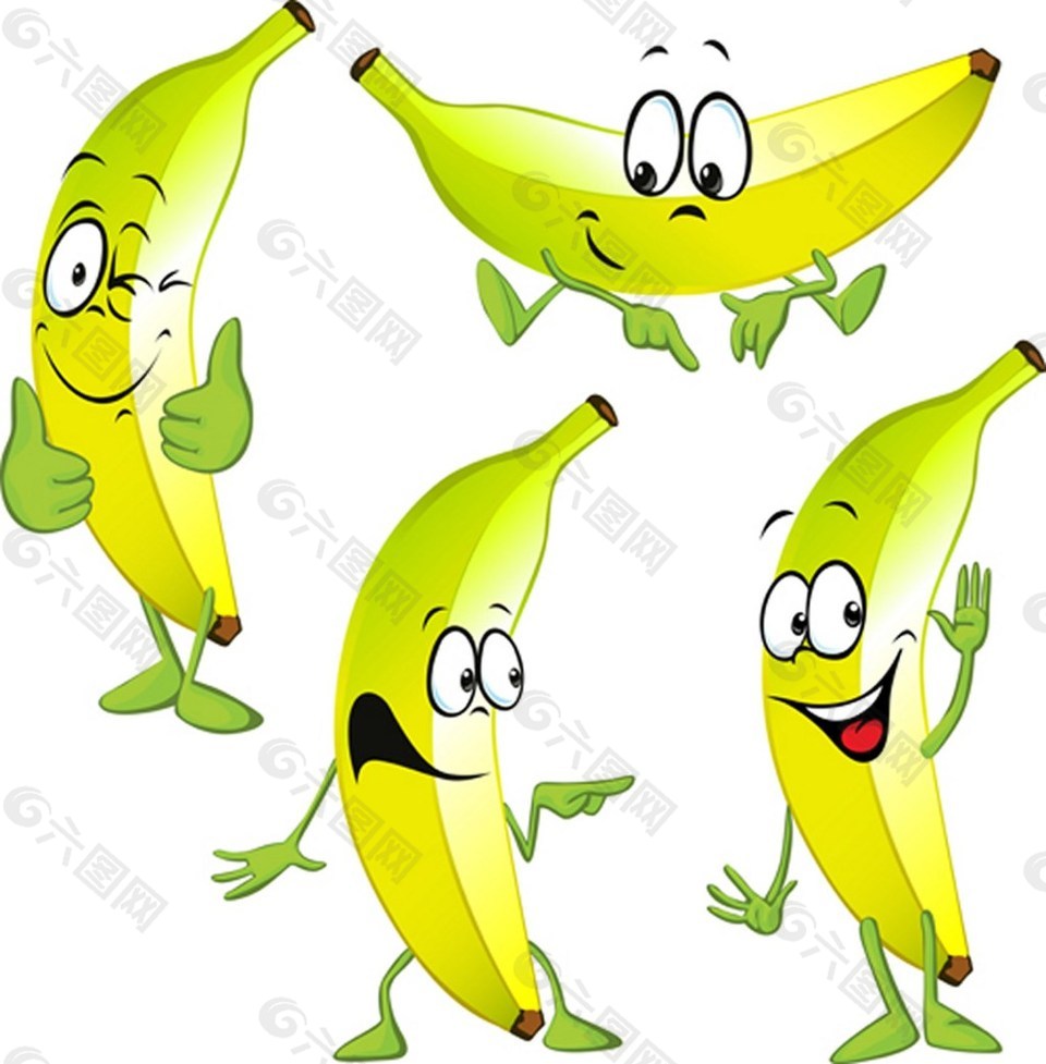 可爱香蕉表情矢量图