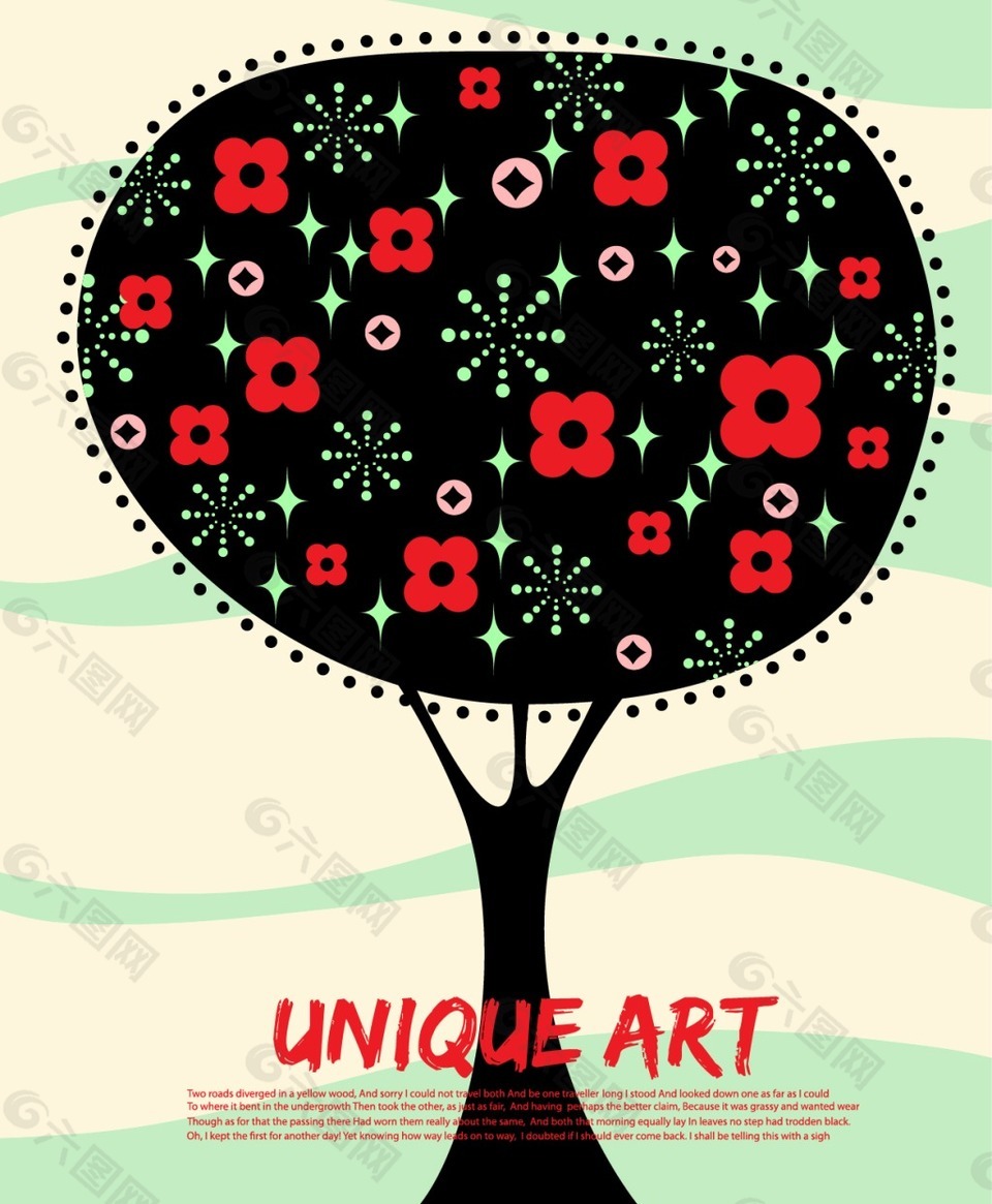 卡通花卉树木图案设计