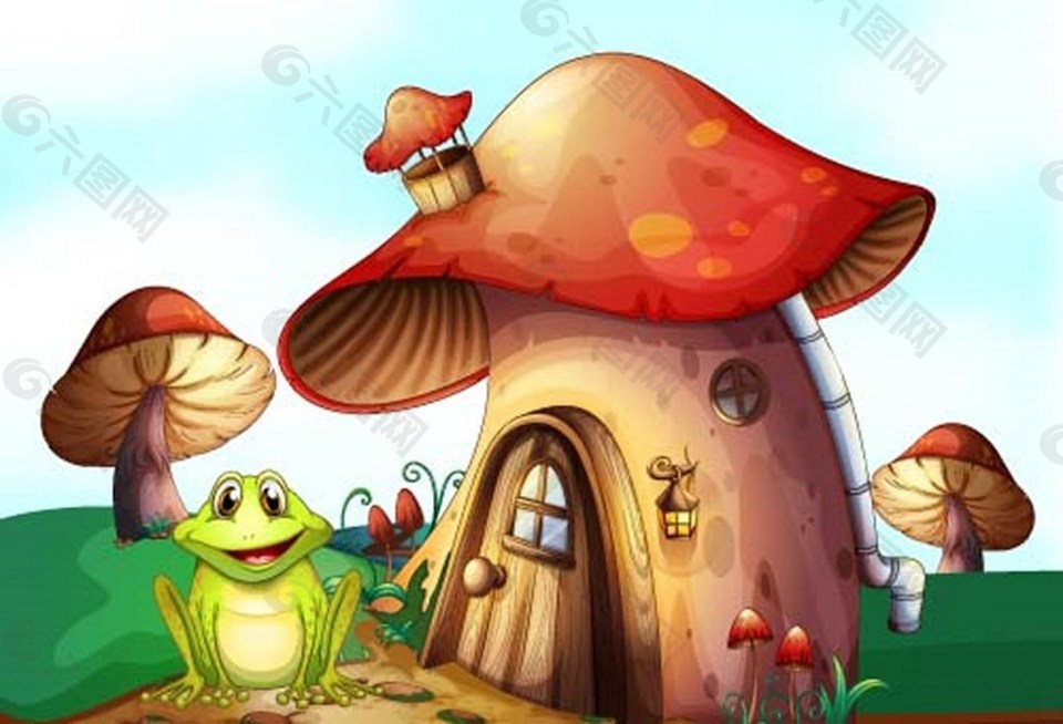 童话世界卡通蘑菇房子图片