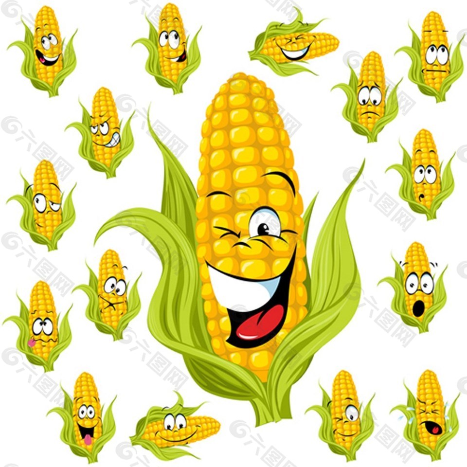 可爱玉米表情包矢量图