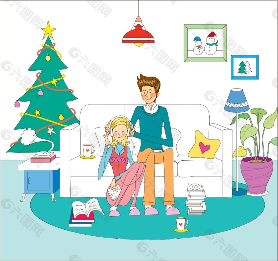 卡通圣诞元素家庭装饰