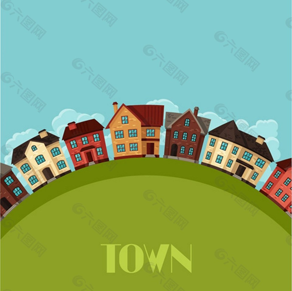 城镇小屋背景图