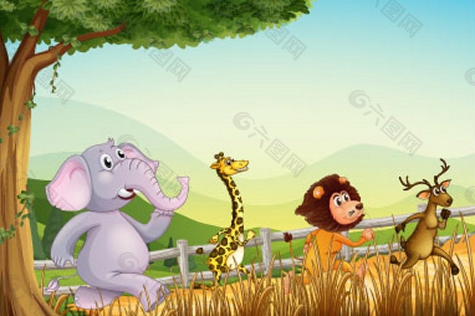 赛跑的动物矢量图